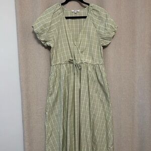 Green Plaid Wrap Dress